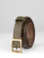 Textured Rivet Details Leather Belt
