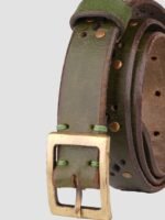 Textured Rivet Details Leather Belt - Image 2