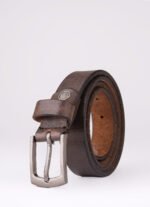 Men's  Vintage Brown Genuine Leather Belt with Gun Metal Buckle