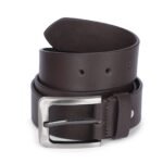 Men’s Brown Genuine Leather Belt With Silver Finished Buckle