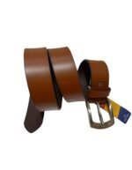 Men's Shiny Tan Genuine Leather Belt With Pinhole Buckle